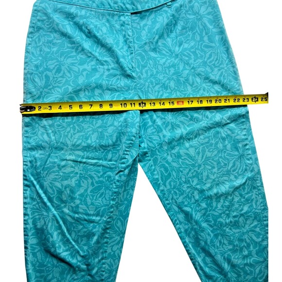 Worthington Stretch Teal Blue Floral Capri Pants Cotton Plus Size‎ 18W Summer - Picture 7 of 9